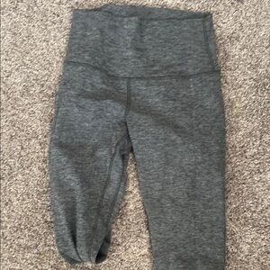 Heather Gray Cropped Leggings High-Rise Waistband